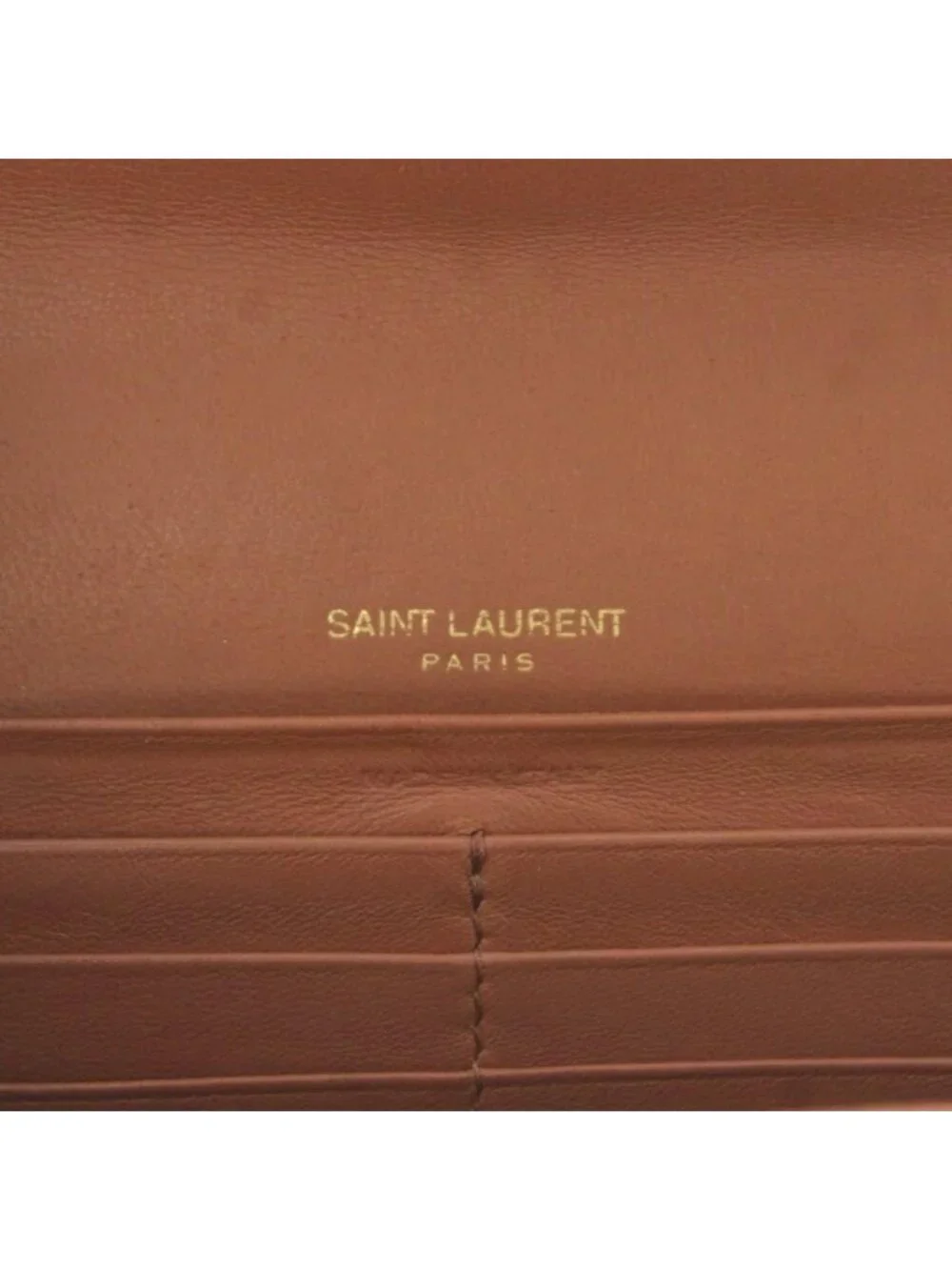 Saint Laurent Paris Cassandralogo Stitch Wallet Coin Purse Flap Lambskin Brown